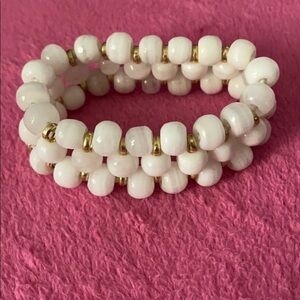 Vintage white & gold beads bracelet